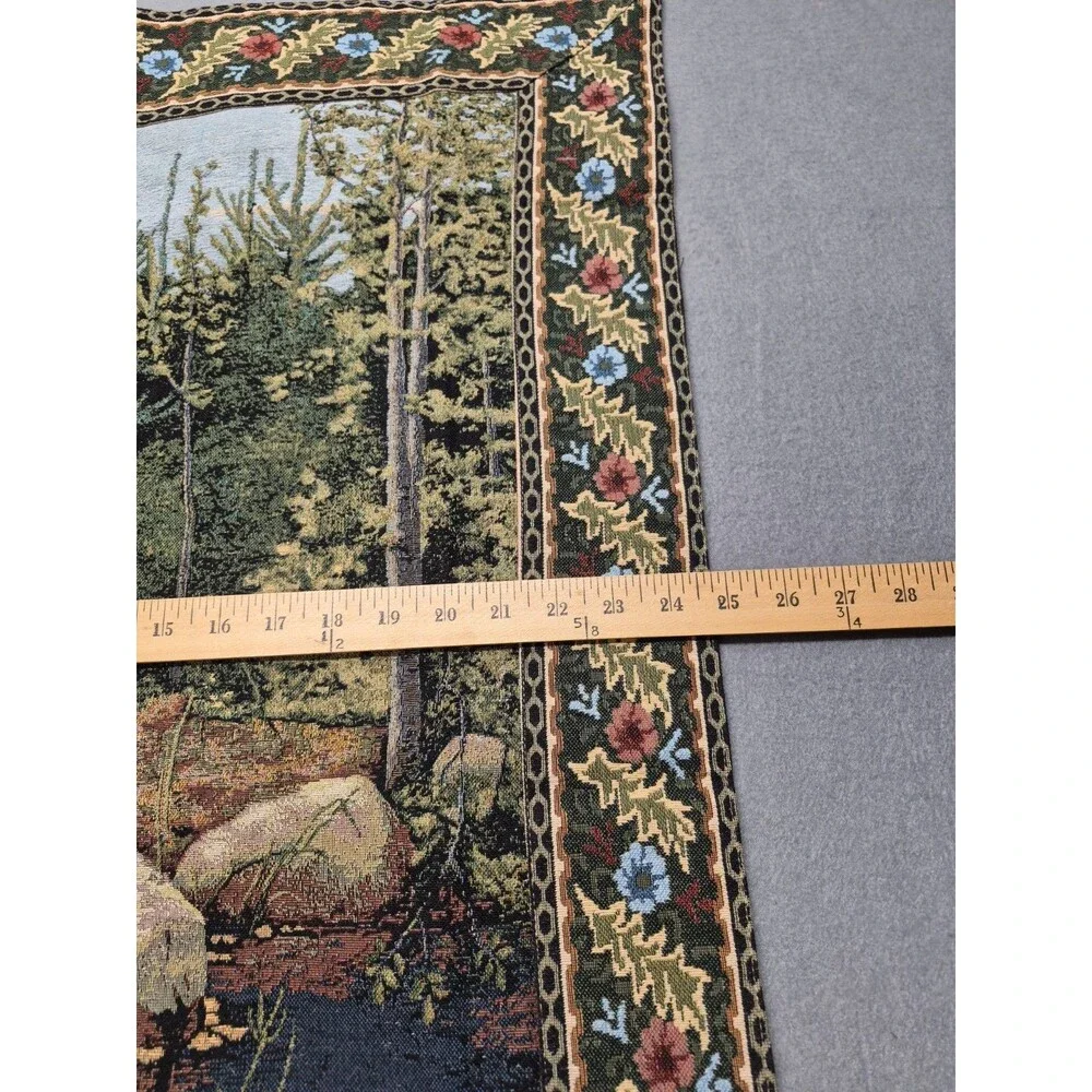 Elegant Rococo Floral Vintage Forest Garden Girl Tapestry Wall Hanging Woven